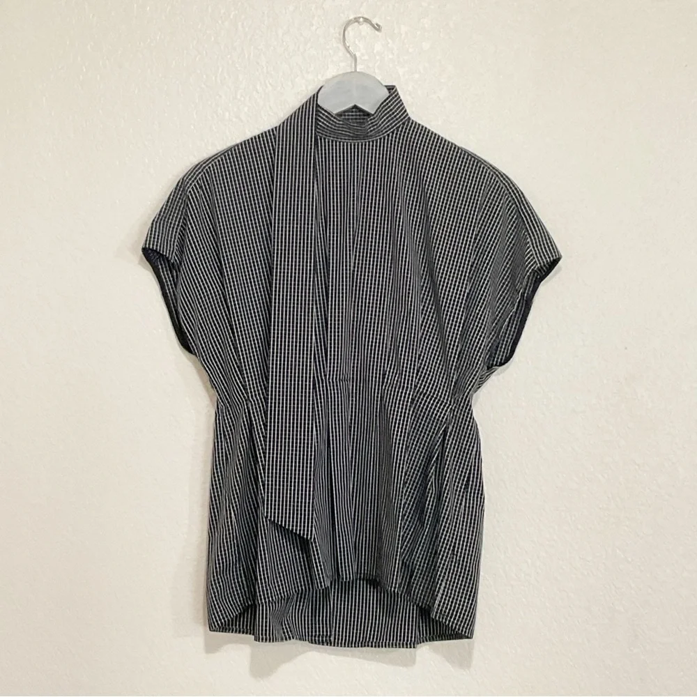 Fame and Partners Sebastian Top 40s Style Button Back Peplum Grid Windowpane - Picture 5 of 13